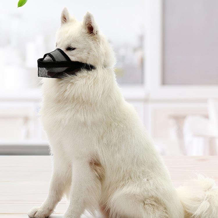 Dog Mouth Cover Anti-Bite Mesh Dog Mouth Cover Medium And Large Dogs Anti-Drop Mask L - Gray