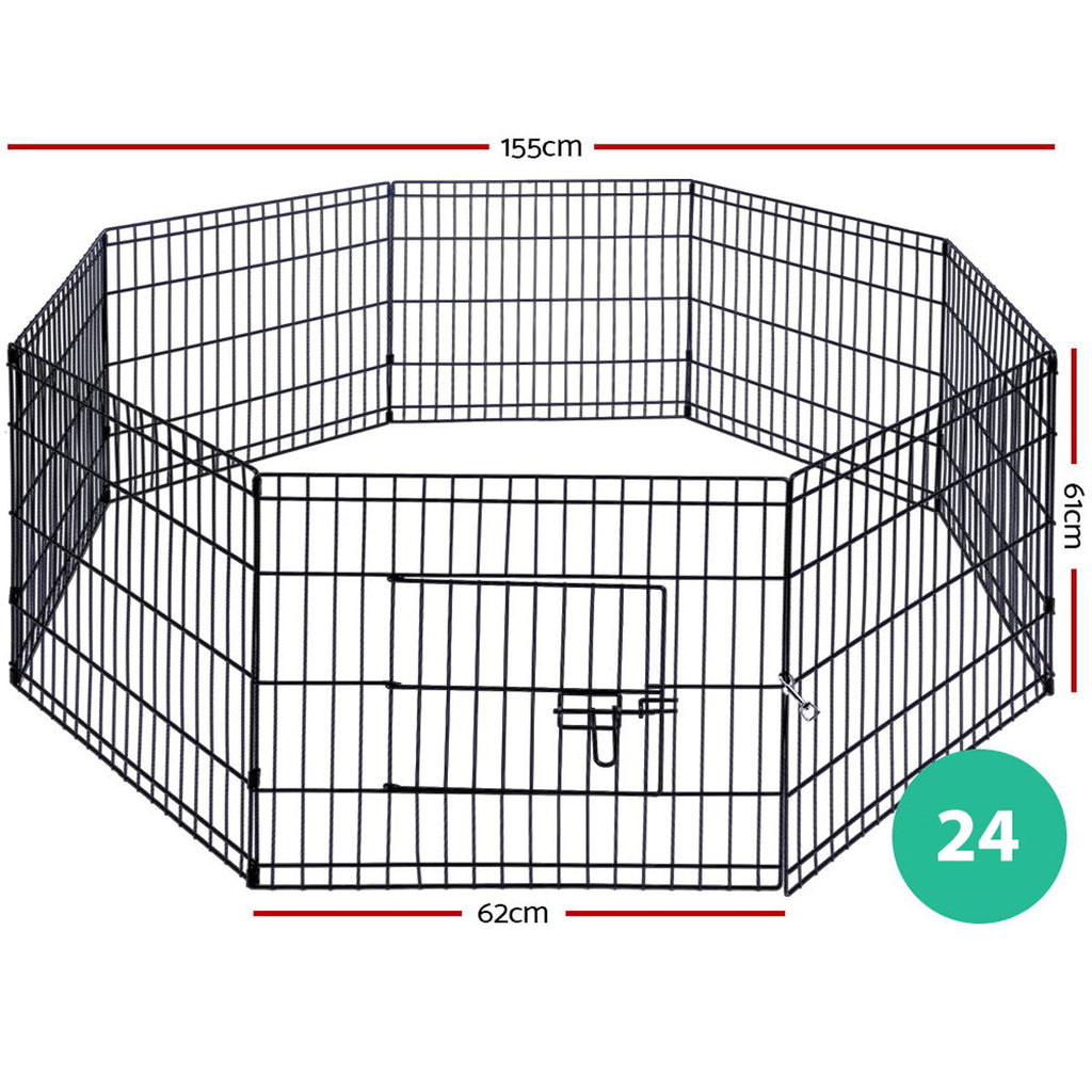 24 8 Panel Pet Dog Playpen Puppy Exercise Cage Enclosure Fence Play Pen"