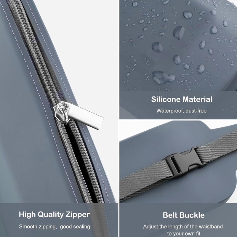 Beige Silicone Pet Treat Pouch for Dog Training - Portable Waist Bag with Waste Bag Holder