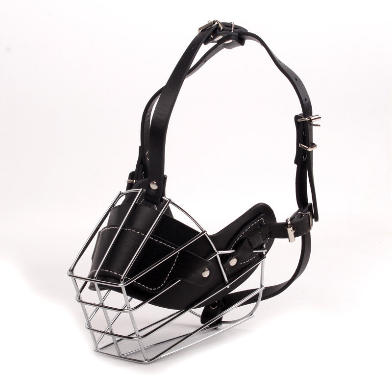 Black Metal Basket Dog Muzzle - Anti-Bite & Anti-Barking - M