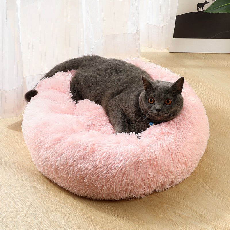 Dark Grey 50cm Cozy Round Pet Bed - Plush Cat & Dog Bed with Non-Slip Base, Machine Washable