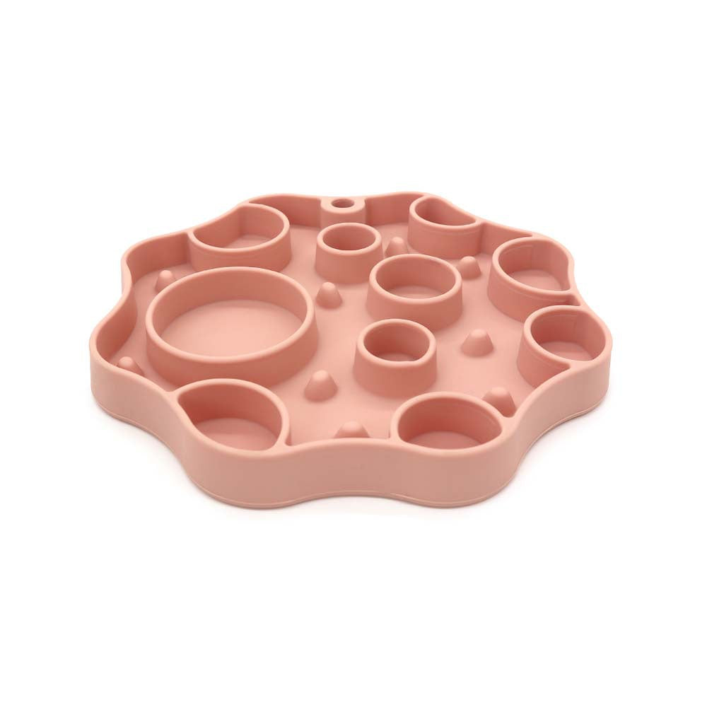 Silicone Dog Slow Feeder and Licking Mat - 2 in 1 Puzzle Bowl for Dog Slow Feeding(Peach pink)