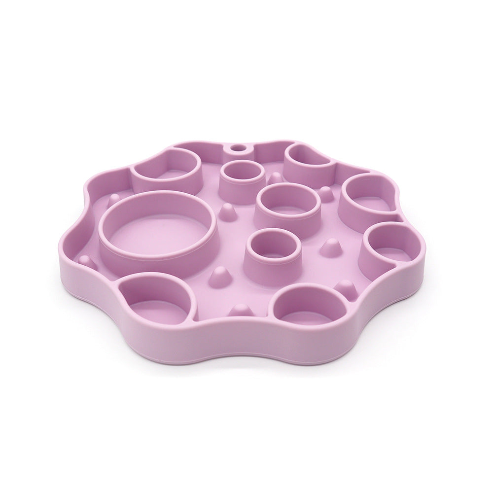 Silicone Dog Slow Feeder and Licking Mat - 2 in 1 Puzzle Bowl for Dog Slow Feeding(Light purple)