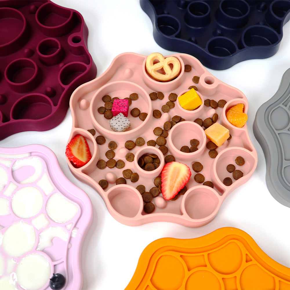 Silicone Dog Slow Feeder and Licking Mat - 2 in 1 Puzzle Bowl for Dog Slow Feeding(Light purple)