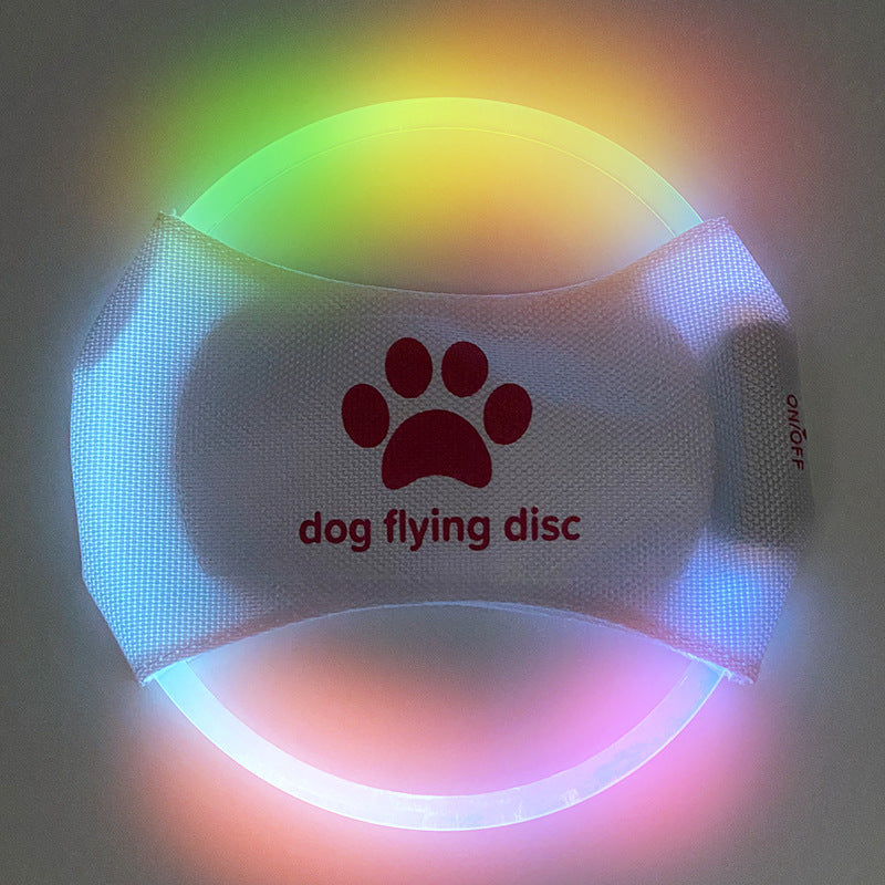 Colorful Light LED Rechargeable Dog Flying Disc - Glow-in-the-Dark Pet Training Toy with Paw Design