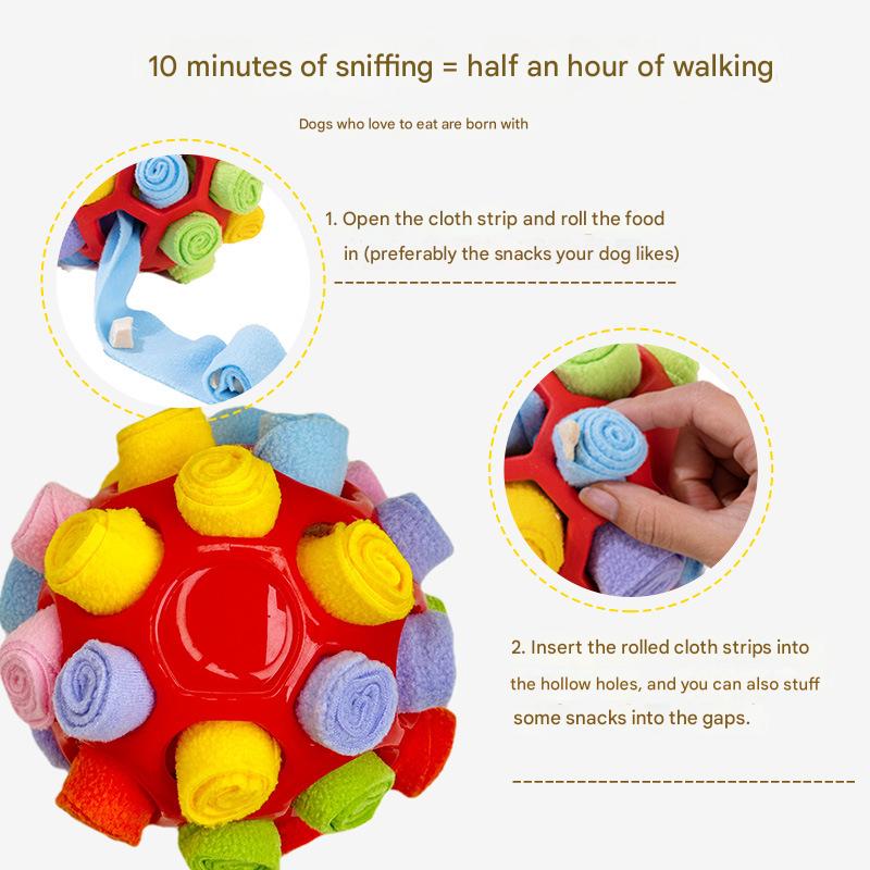 Rubber Snuffle Ball for Pets,Interactive Hollow Treat-Hiding Toy for Dogs and Cats(red)