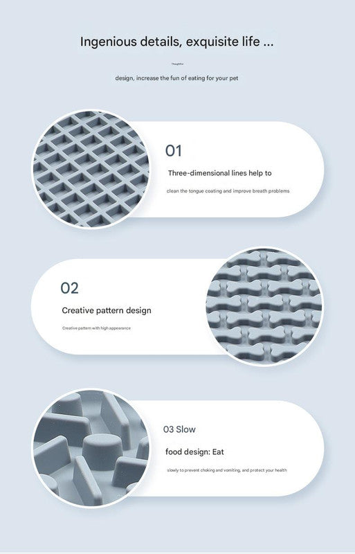 Pet Slow Feeder Lick Mat with Suction Cups - Anti-Anxiety Dog Feeding Mat(Grey)