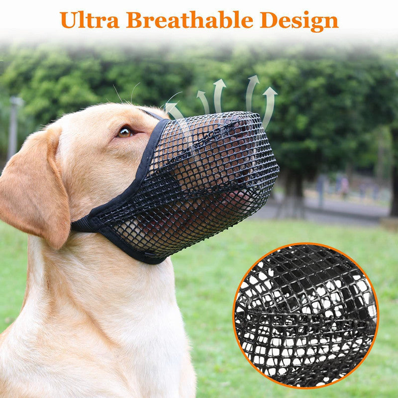 2 Pcs Size XS Grey Breathable Mesh Dog Muzzle - Anti-Barking, Biting & Chewing - Adjustable & Comfortable Nylon Muzzle for Dogs