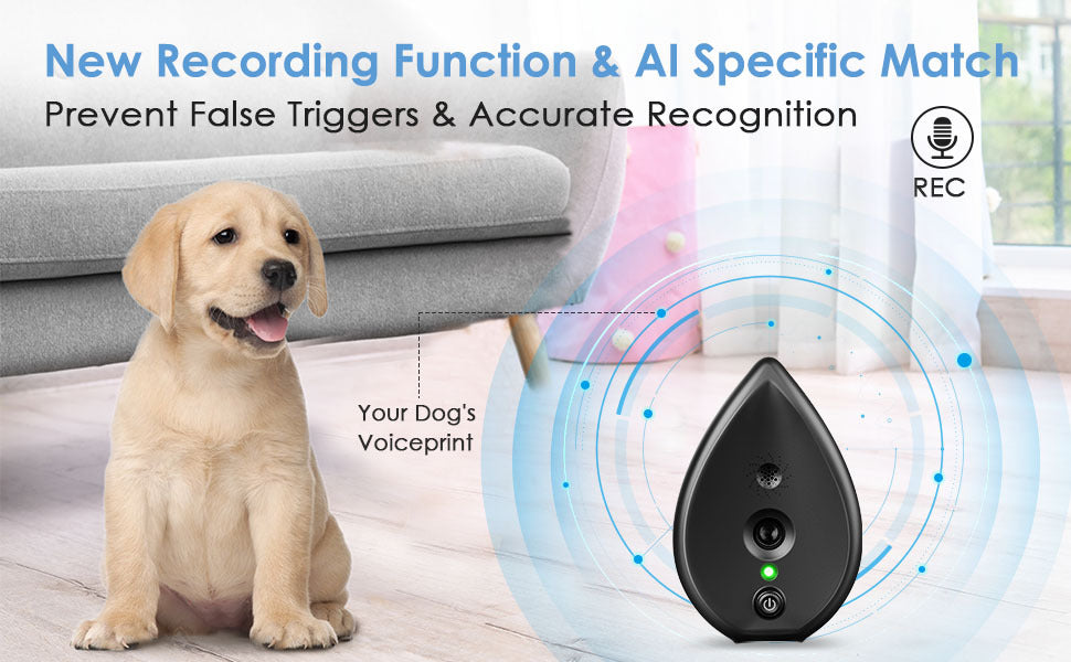 Black Ultrasonic Anti-Barking Device - Automatic Dog Bark Control & Training Aid | Rechargeable, 3 Modes, 50ft Range