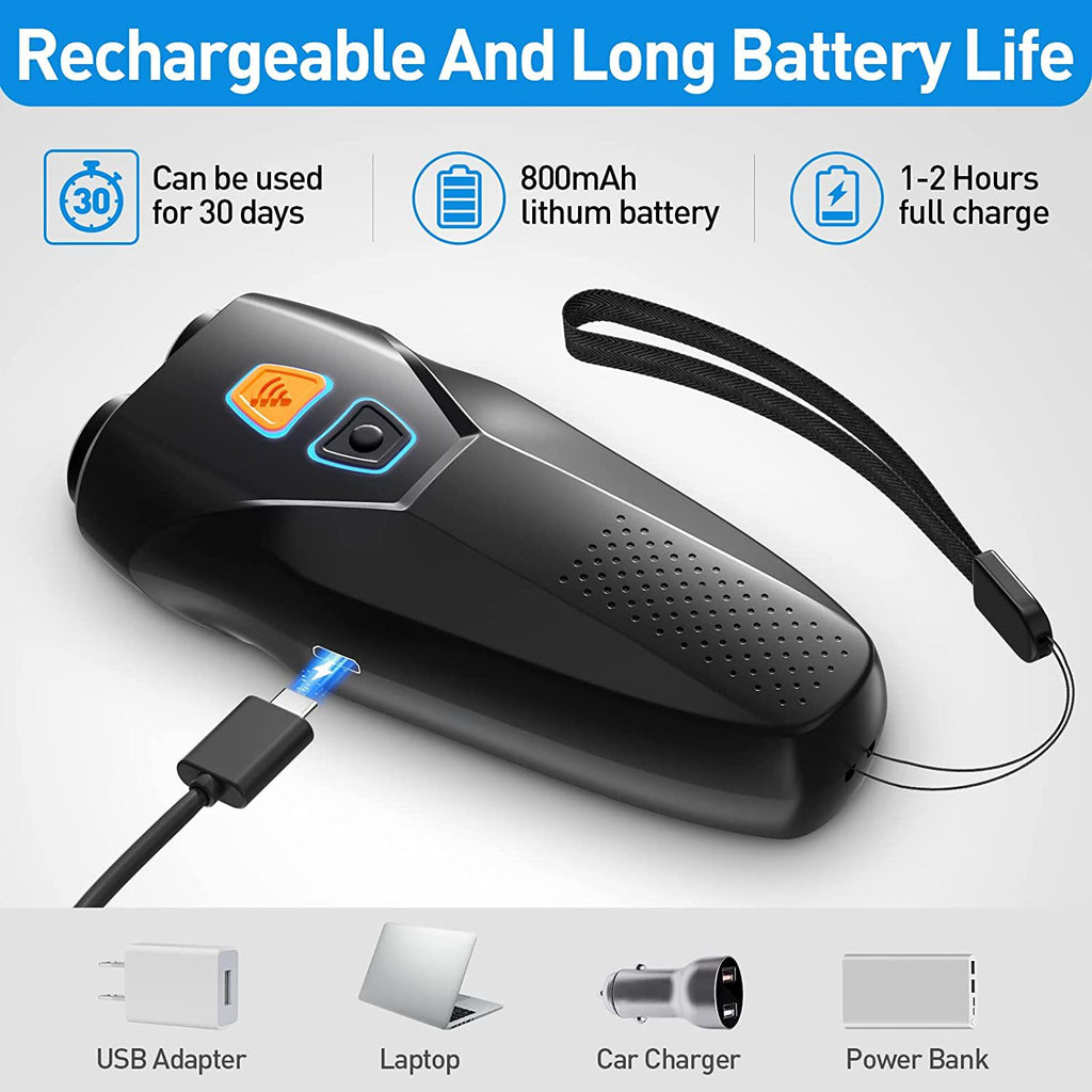 Silver USB Rechargeable Dual-Head Ultrasonic Dog Repeller - High-Power Anti-Bark Device, 142x95x41mm, 140.6g