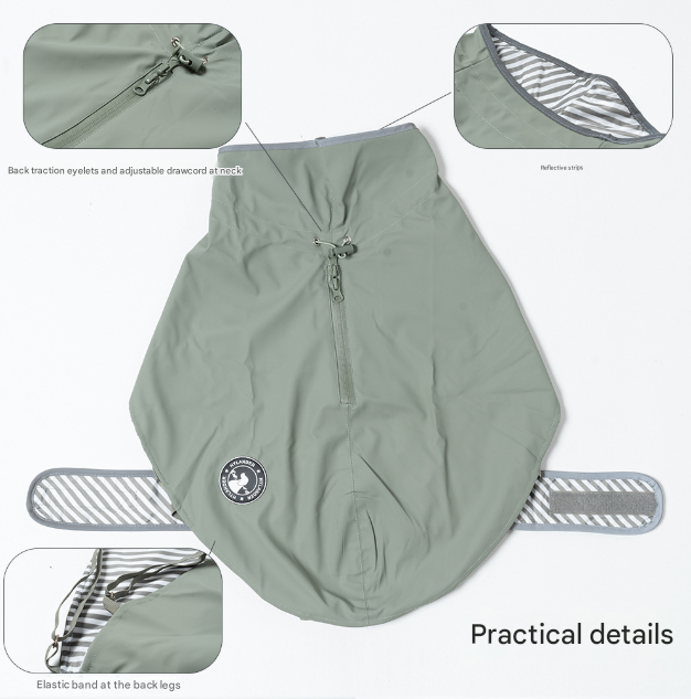 65# Yellow Waterproof Reflective Dog Raincoat for Small to Large Dogs