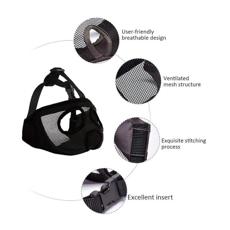 Pink Adjustable Breathable Mesh Dog Muzzle for Short-Nosed Breeds(Size L)