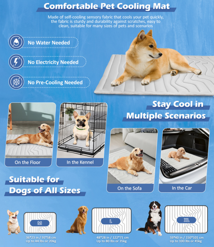 2 Pack Medium Dog Cooling Mat 91x58cm - Reversible Self Cooling & Warm Pet Bed Pad - Granny Grey & Light Green Crate Liner for Breeds up to 20kg