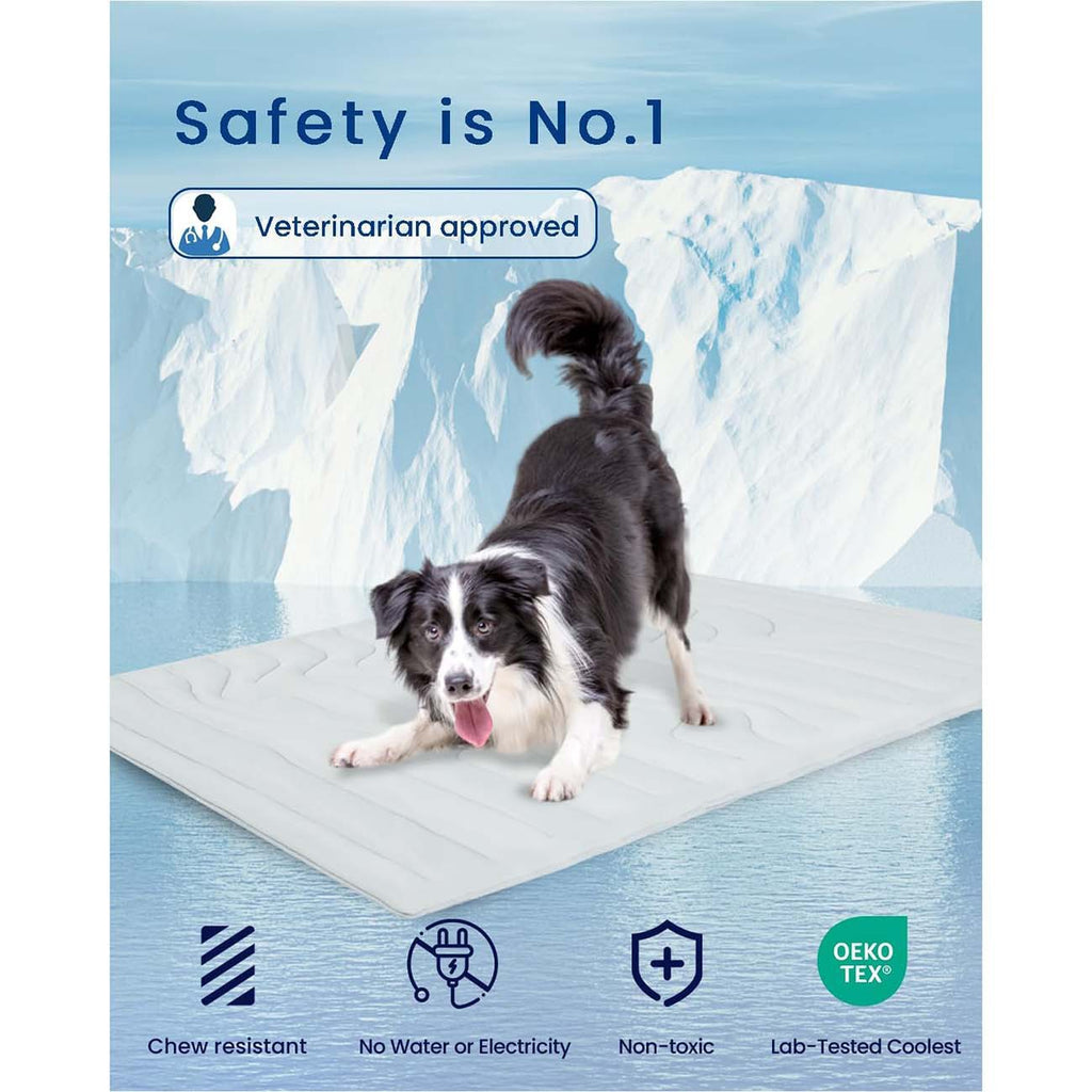 2 Pack Extra Large Dog Cooling Mat 150x101cm - Reversible Self Cooling & Warm Pet Bed Pad - Granny Grey & Light Green Crate Liner for Giant Breeds up to 45kg